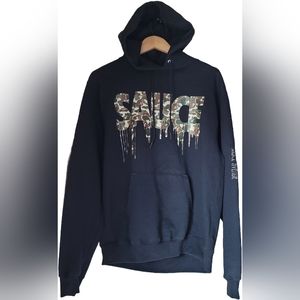 Sauce Avenue Champion Y2K Streetwear Camo Sauce Black Hoodie - Medium - EUC